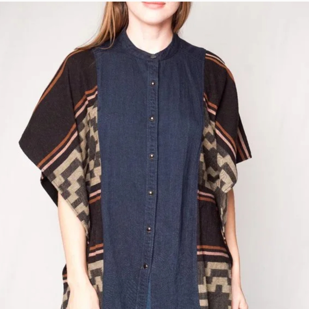 Scotch And Soda Ams Western Denim Poncho